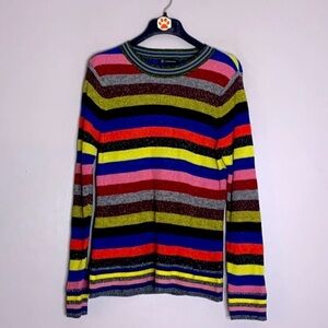 INC International Concepts striped metallic knit crewneck sweater xl women’s